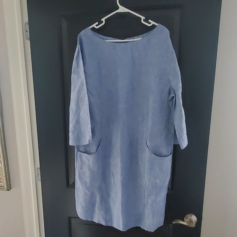 Boden Blue Chambray Laurie Linen Dress Size US14